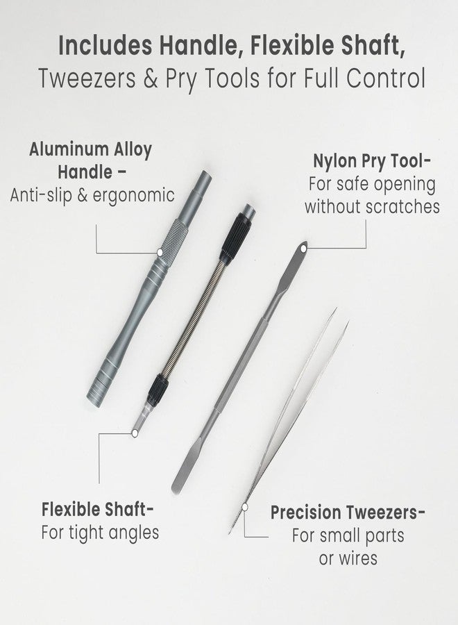 Portronics Bit Box 2, 128-in-1 Screwdriver Kit with Phillips, Flathead, Torx, Pentalobe, Wrench Bits, Flexible Shaft, Tweezer, Spudger & Magnetic Handle for Laptop, Mobile, Car & Electronics Repair - Image 3